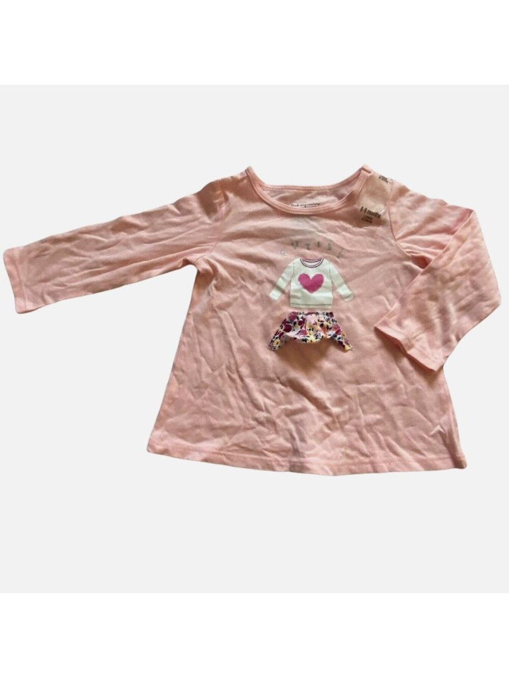 First Impressions Infant Girl Pink Top Long Sleeve Heart Skirt Graphic 6-9M-NWT